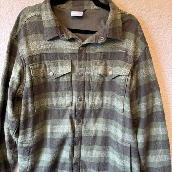 Columbia Omni Wick Green Plaid Trail Lumberjack Shirt Men's Large Shacket - Picture 5 of 12